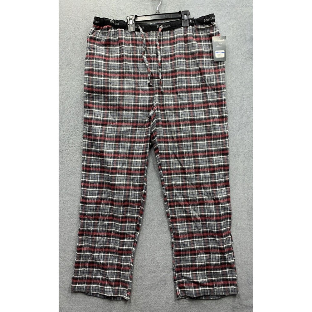 Perry Ellis PORTFOLIO Black Gingham Check SOFT Comfort Pajama Sleep Pants Sz XL